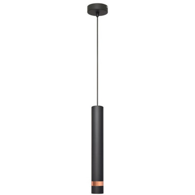 Luminosa Lighting Luminosa Tuba Slim Pendant Ceiling Light Black, Rose Gold 10Cm
