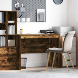 Berkfield Writing Desk Smoked Oak Particle Board 100 X 50 X 76 Cm Durable - thumbnail 1