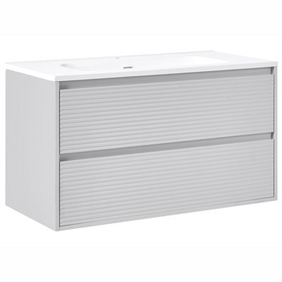Wall Mounted Vanity Unit with Basin BAHIA Grey - image 1