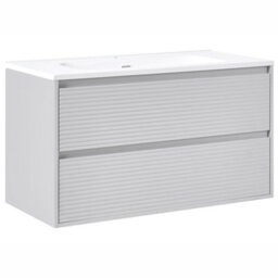 Beliani Wall Mounted Vanity Unit With Basin Bahia Grey