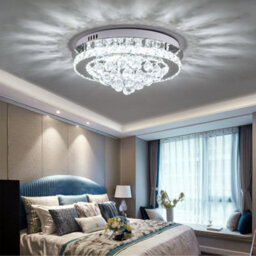 Living And Home 40Cm Round Crystal Droplets Led Semi Flush Mount Dimmable Ceiling Light Chandelier Lamp - thumbnail 4