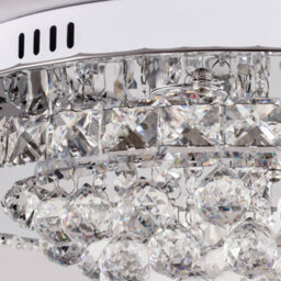Living And Home 40Cm Round Crystal Droplets Led Semi Flush Mount Dimmable Ceiling Light Chandelier Lamp - thumbnail 7