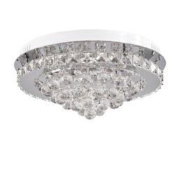 Living And Home 40Cm Round Crystal Droplets Led Semi Flush Mount Dimmable Ceiling Light Chandelier Lamp - thumbnail 8