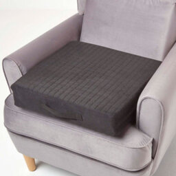 Homescapes Black Quilted Polyester Armchair Booster Cushion Cover - thumbnail 2