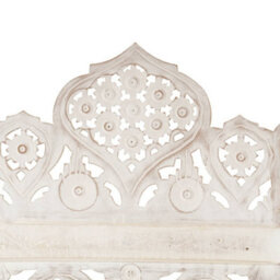 Berkfield Classic Hand Carved 5-Panel Room Divider White 200X165 Cm Solid Mango Wood - thumbnail 3