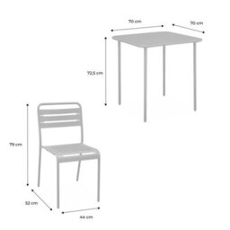 Sweeek - 2-Seater Square Steel Garden Table 70X70 Cm With 2 Chairs Yellow Ochre - Amelia - thumbnail 6