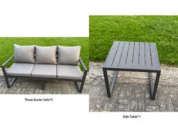 Fimous U-Shaped Garden Furniture Set 9-Seater Aluminium With Adjustable Rising Lifting Dining Table Side Table Dark Grey - thumbnail 3