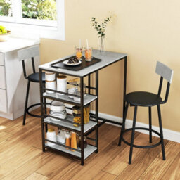 Space-Saving Dining Table And Chairs Set For 2 With Storage Shelves - thumbnail 1