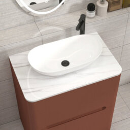 Royal Bathrooms Venice 700mm Terracotta Clay Freestanding Bathroom Countertop Vanity Unit 2 Drawer With Cesar Basin - thumbnail 6