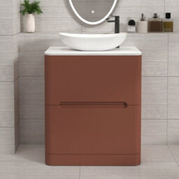 Royal Bathrooms Venice 700mm Terracotta Clay Freestanding Bathroom Countertop Vanity Unit 2 Drawer With Cesar Basin - thumbnail 1