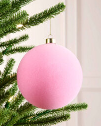 Werchristmas Pink Extra Large Velvet Bauble Traditional 15 Cm - thumbnail 2