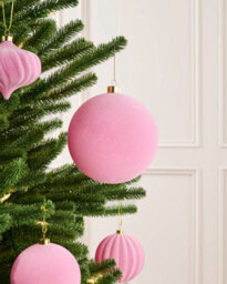Werchristmas Pink Extra Large Velvet Bauble Traditional 15 Cm - thumbnail 4
