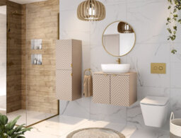 Impact Furniture Wall Hung Vanity Unit 600mm Countertop Bathroom Cabinet Fluted Beige Cashmere Cara - thumbnail 4