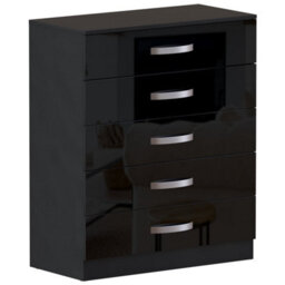 Lassic Vida Design Hulio Black High Gloss 5 Drawer Chest (H)900mm (W)750mm (D)360mm - thumbnail 8