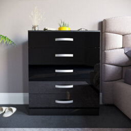 Lassic Vida Design Hulio Black High Gloss 5 Drawer Chest (H)900mm (W)750mm (D)360mm - thumbnail 3