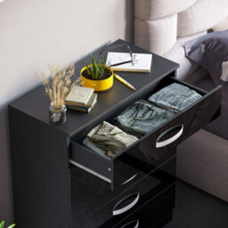 Lassic Vida Design Hulio Black High Gloss 5 Drawer Chest (H)900mm (W)750mm (D)360mm - thumbnail 6