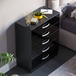 Lassic Vida Design Hulio Black High Gloss 5 Drawer Chest (H)900mm (W)750mm (D)360mm - thumbnail 4