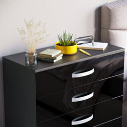 Lassic Vida Design Hulio Black High Gloss 5 Drawer Chest (H)900mm (W)750mm (D)360mm - thumbnail 5