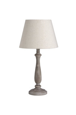 Teos Rustic Wooden Table Lamp With Linen Shade Classic Cozy Lighting - image 1