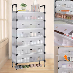 7 Tier Cabinet Storage Organiser Shoe Rack Stand Holder With Cover - thumbnail 6