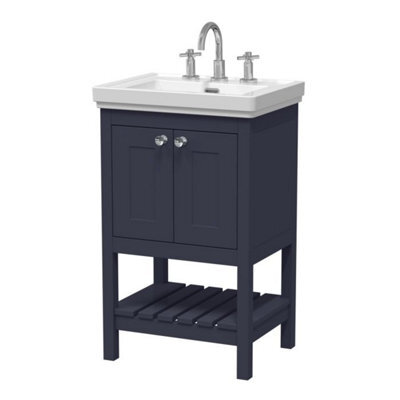 Dezine Colorado 500mm Indigo Blue 3 Tap Hole Floorstanding Vanity Unit - image 1