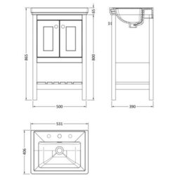 Dezine Colorado 500mm Indigo Blue 3 Tap Hole Floorstanding Vanity Unit - thumbnail 5