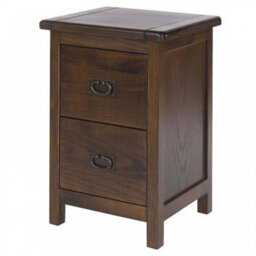 2 Drawer Petite Bedside Cabinet Table Unit Dark Stained Wood - thumbnail 4