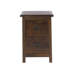 2 Drawer Petite Bedside Cabinet Table Unit Dark Stained Wood - thumbnail 2