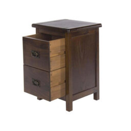 2 Drawer Petite Bedside Cabinet Table Unit Dark Stained Wood - thumbnail 3