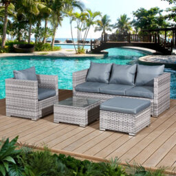 OSeasons Acorn Rattan 5 Seat Lounge Sofa Set In Dove Grey - thumbnail 1