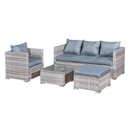 OSeasons Acorn Rattan 5 Seat Lounge Sofa Set In Dove Grey - thumbnail 2