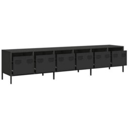 Berkfield Tv Cabinet Black 202X39X43.5 Cm Cold-Rolled Steel - thumbnail 4