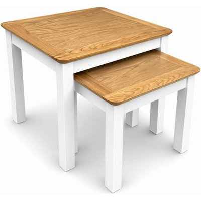 White 2 Piece Nesting Side Tables Space Saving - image 1