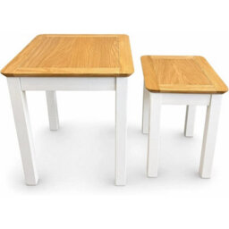 White 2 Piece Nesting Side Tables Space Saving - thumbnail 4