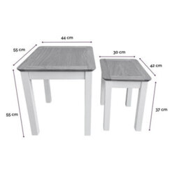 White 2 Piece Nesting Side Tables Space Saving - thumbnail 2