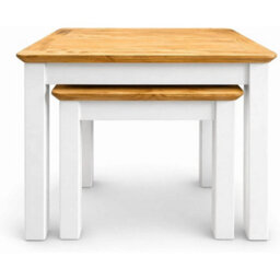 White 2 Piece Nesting Side Tables Space Saving - thumbnail 3