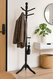 Aspect Furniture Cleo Wooden Coat Stand With 9 Hooks-Solid Wood In Black Finish - thumbnail 4