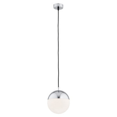 Luminosa Lighting Luminosa Livia 20Cm Globe Pendant Ceiling Light Opal Matt, Chrome Ip44