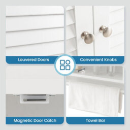 Costway Wall-Mounted Bathroom Cabinet Double Door Storage Medicine Cabinet W/ Towel Bar - thumbnail 6
