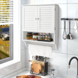 Costway Wall-Mounted Bathroom Cabinet Double Door Storage Medicine Cabinet W/ Towel Bar - thumbnail 8