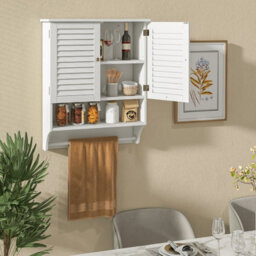 Costway Wall-Mounted Bathroom Cabinet Double Door Storage Medicine Cabinet W/ Towel Bar - thumbnail 7
