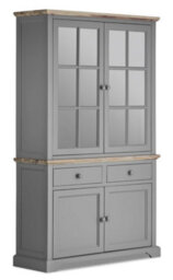 Statement Furniture Florence Glass Door Display Cabinet, Dove Grey Dresser - thumbnail 3