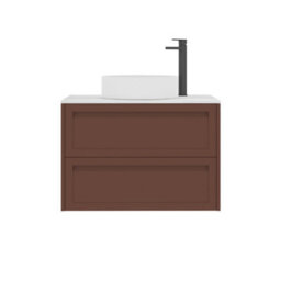 Royal Bathrooms Royal Bathroom Elmore 800mm Terracotta Clay Wall Mounted Vanity Unit 2 Drawer With Carrara White Undrilled Worktop & No Basin - thumbnail 7