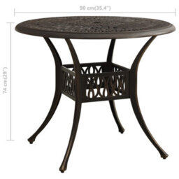 Berkfield Garden Table Bronze 90X90X74 Cm Cast Aluminium - thumbnail 6