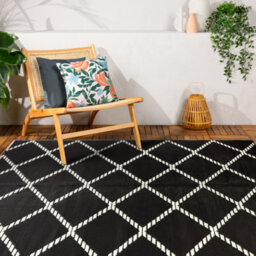 Relsy Extra Large Black & White Garden Rug For Patio & Outdoor Area, Reversible Chevron Lightweight Design, 180 X 270Cm - thumbnail 8