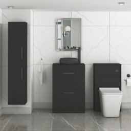 Royal Bathrooms Turin 600mm Freestanding Bathroom Vanity Unit With Sink 2 Drawer Matt Black & Milan Black Countertop Basin - thumbnail 3