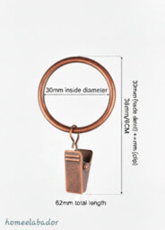 Homeelabador 30mm Metal Copper Colour Curtain Pole Rod Rings With Clips Hanging Pack Of 10 - thumbnail 2