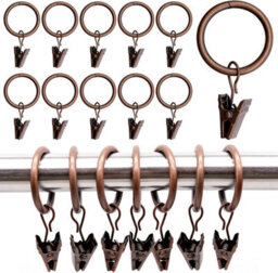 Homeelabador 30mm Metal Copper Colour Curtain Pole Rod Rings With Clips Hanging Pack Of 10 - thumbnail 1