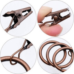 Homeelabador 30mm Metal Copper Colour Curtain Pole Rod Rings With Clips Hanging Pack Of 10 - thumbnail 4