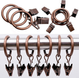 Homeelabador 30mm Metal Copper Colour Curtain Pole Rod Rings With Clips Hanging Pack Of 10 - thumbnail 5